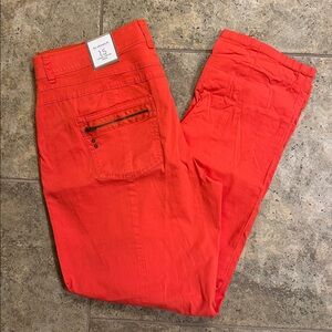 Chico's Size 1.5 Coral Orange Cropped Ankle Pants Casual Cotton Utility Ultimate